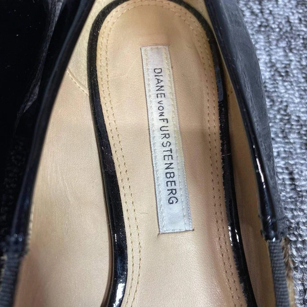 Diane von Furstenberg Kasia Loafer Pumps Womens 6W Brown Python Calf Hair Patent